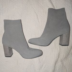 MIA Gray Knit Heeled Boots